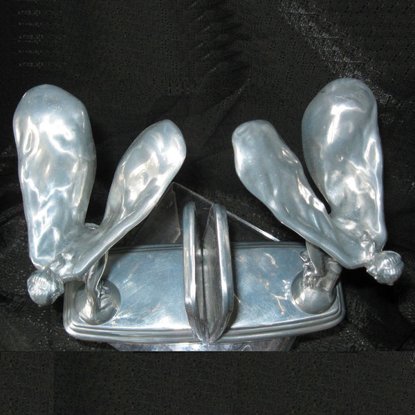 Classic Art Deco Winged Nymph aluminum bookends (pair)